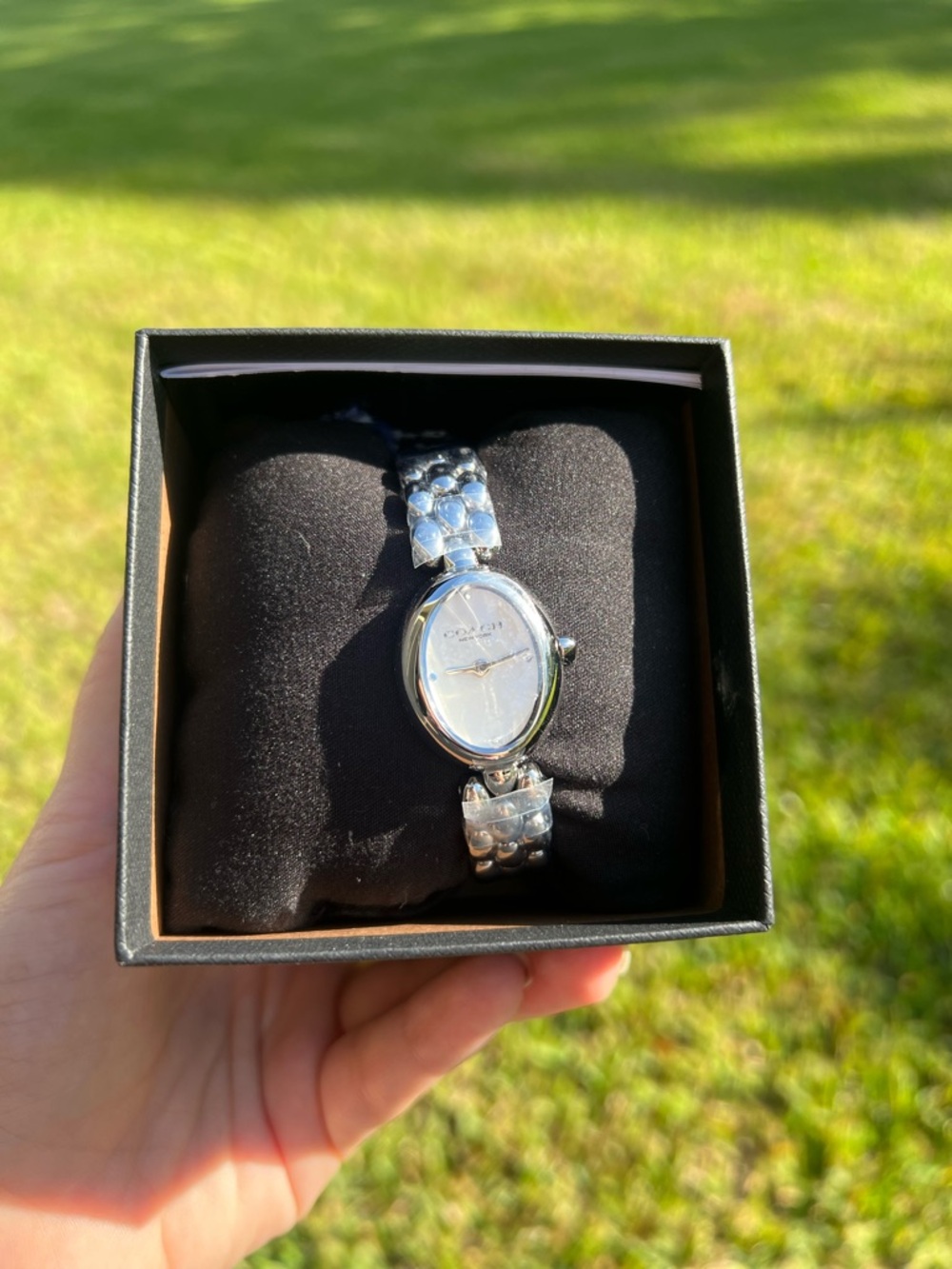 Coach Silver-Tone Oval Women's Bracelet Watch with White Dial - Picture 4 of 5